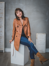 Load image into Gallery viewer, Women's Detachable Leather Trench Coat