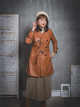 Load image into Gallery viewer, Women's Detachable Leather Trench Coat