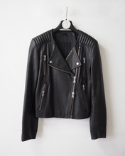 Load image into Gallery viewer, Women's Leather Biker Jacket With Quilted Shoulder